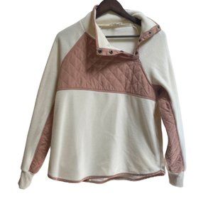 entro Women's Asymmetrical Snap-Up Fleece Pullover Color Block Jacket Medium